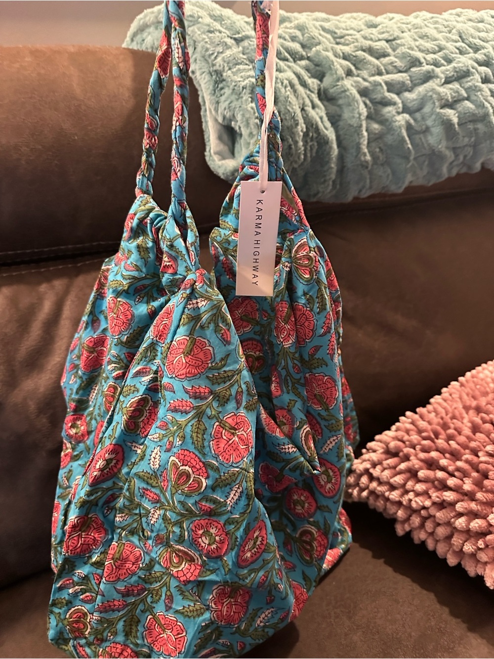 Karma Highway Floral Blue Tote Bag